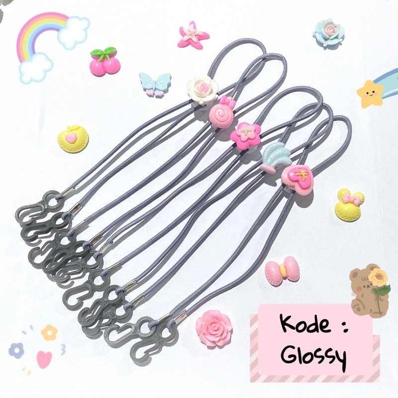 Konektor Masker Elastis Karet / Strap Masker Anak dan dewasa / Konektor masker hijab headloop earloop / stopper clay karakter lucu / liontin bunga / kalung masker anak / tali masker anak balita TK SD