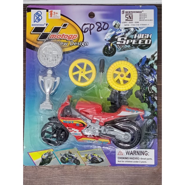 toko mainan murah Mainan anak laki-laki Motor Racing Motor Cross Motor GP Dengan Ban Serep Dan Obeng