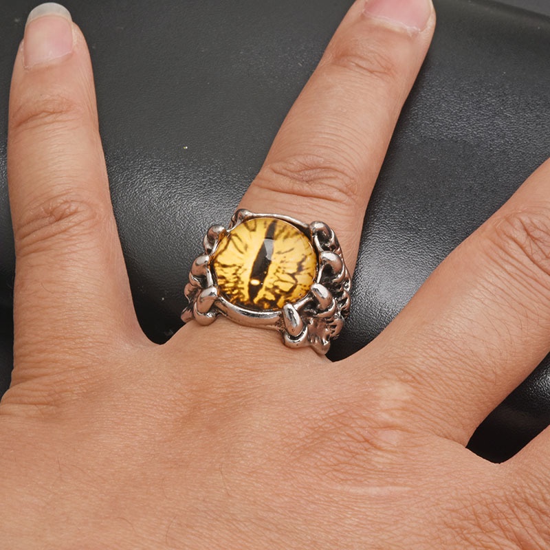 Cincin Keberuntungan Desain Cakar Iblis Mata Iblis Gaya Retro adjustable Untuk Pria / Wanita