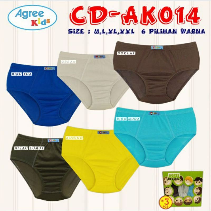 CELANA DALAM ANAK LAKI-LAKI AGREE Kids AK014 HARGA 1=KOTAK ISI 3.Biji