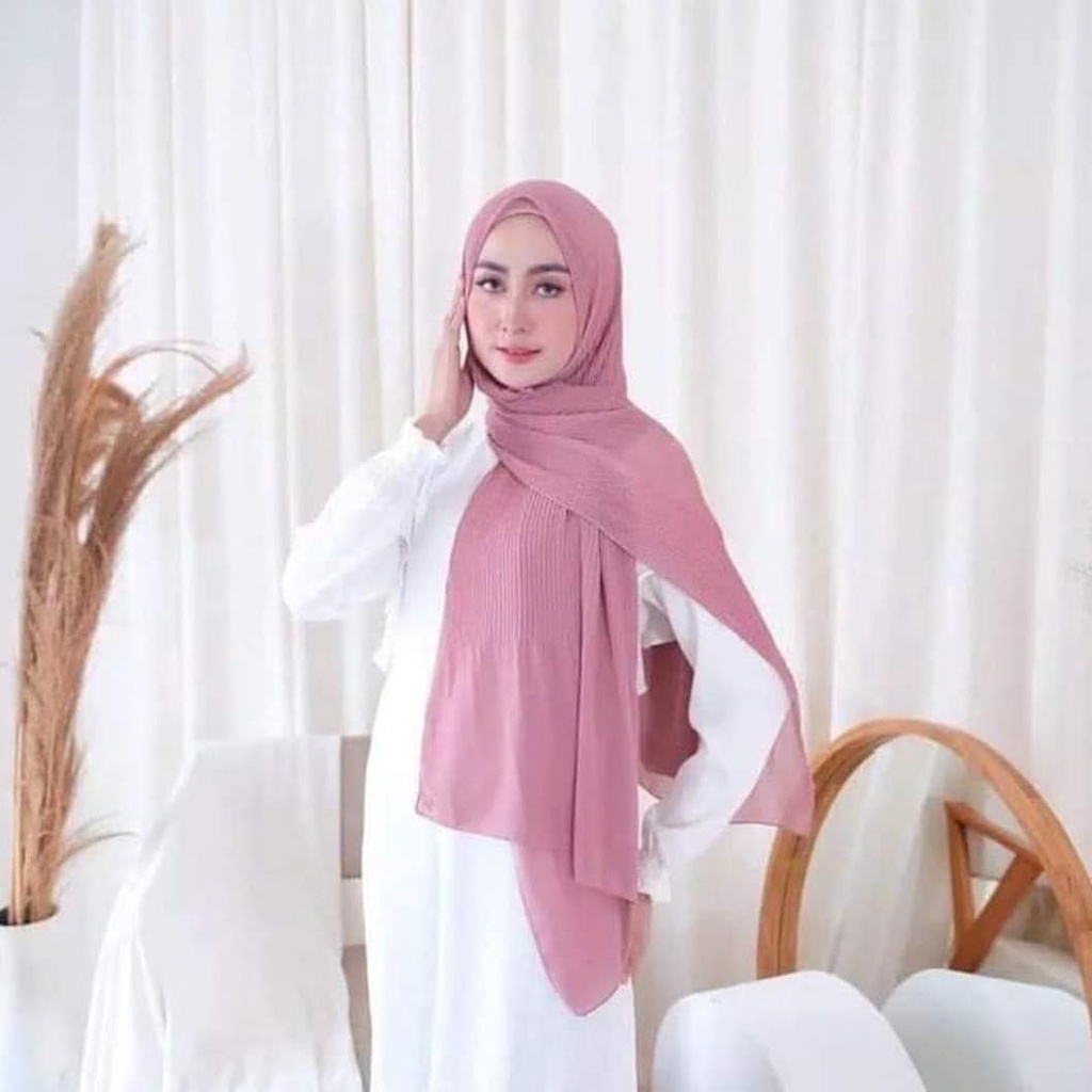 PASHMINA PLISKET CERUTY BABYDOLL FULL PLISKET TANPA GARIS TENGAH