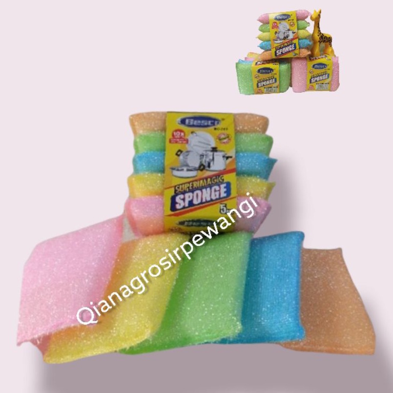 SPONS CUCI BANTAL/busa cuci piring 5pcs warna warni