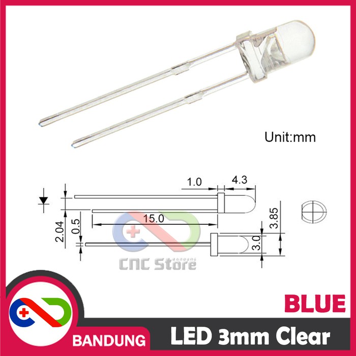 10PCS LED 3MM F3 SUPER BRIGHT BLUE BIRU CLEAR