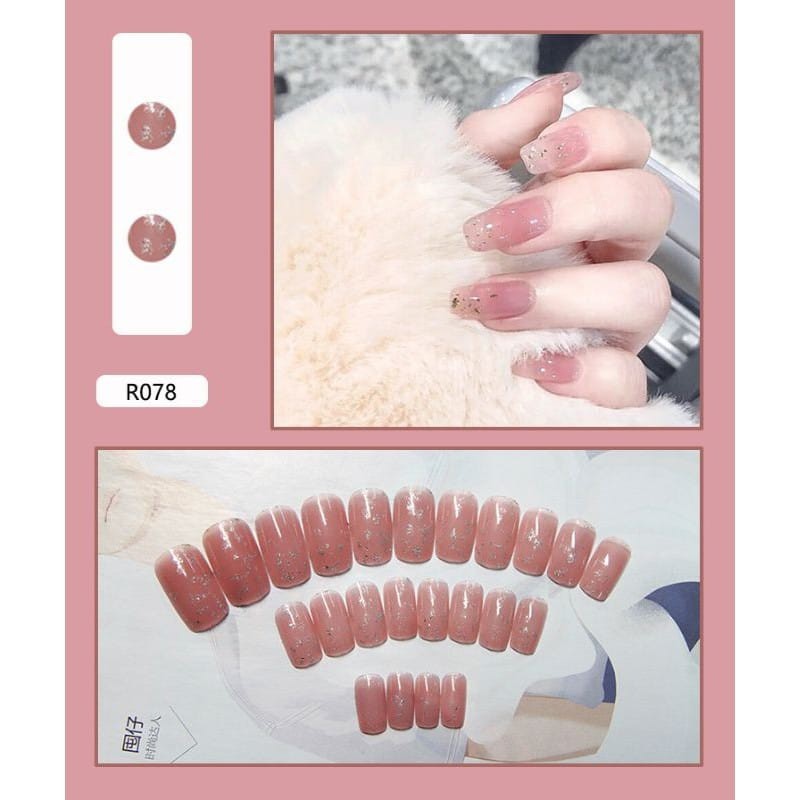 {R061-R079} Kuku palsu fake nail art kode R [isi 24pcs + lem + box] kuku palsu R-Fake nail art R