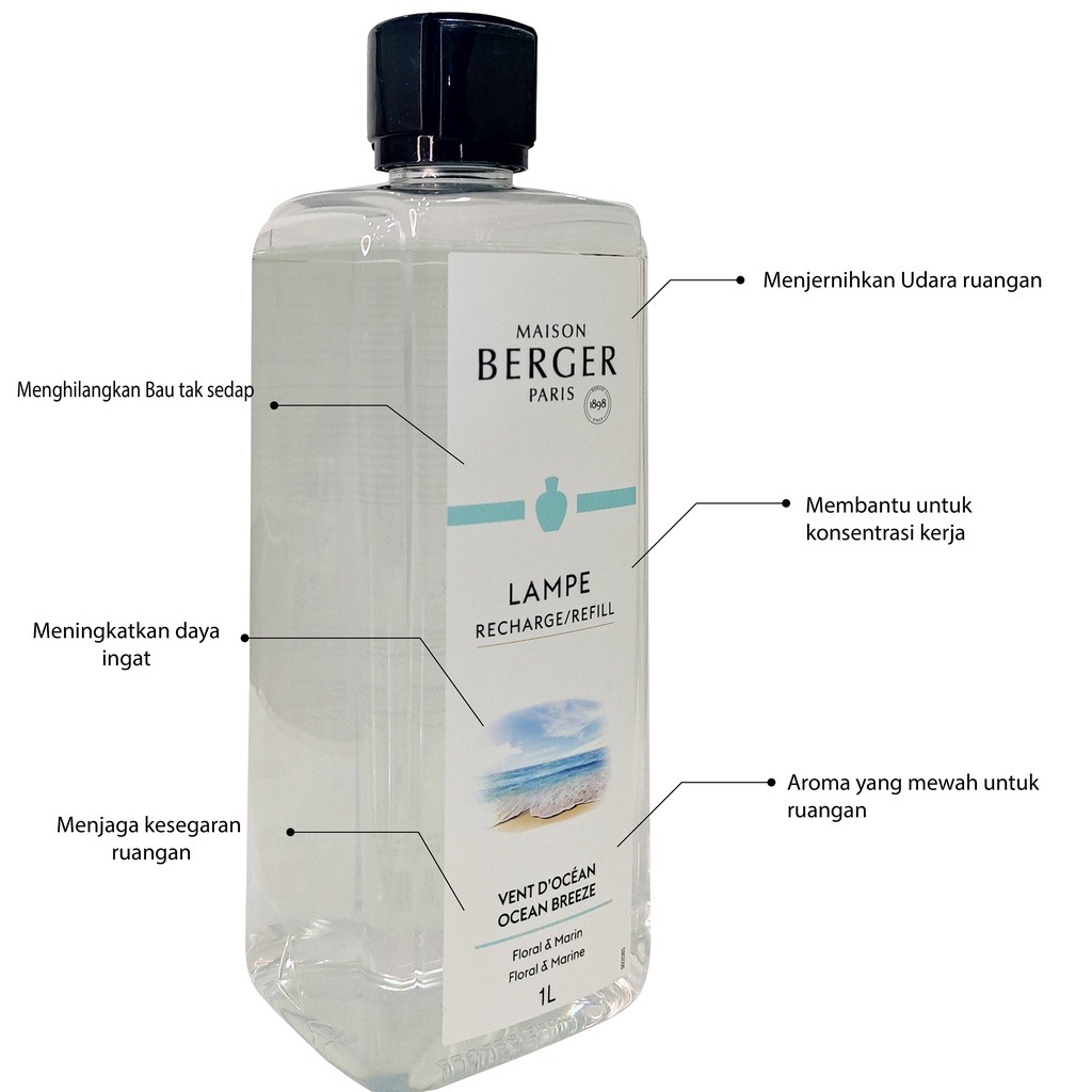 Maison Berger Paris Refill Aromatherapy Diffuser Ocean Breeze 1L Lampe Berger (oil aroma terapi Ocean Breeze dari Paris)