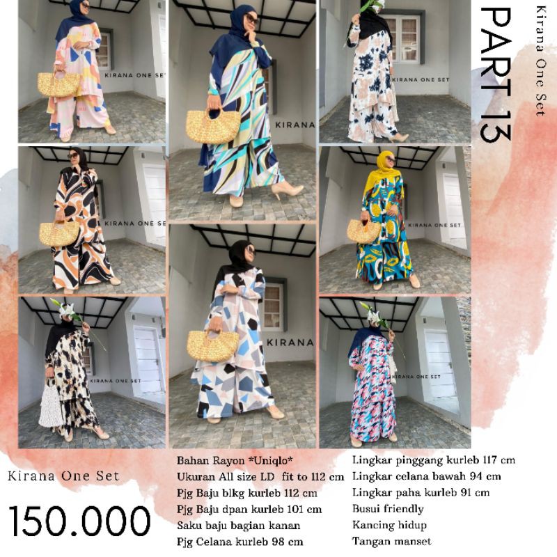Baju Setelan Katun Rayon Premium Kirana One Set Kulot Tunik LD 112 Busui Friendly Bisa COD Part 13