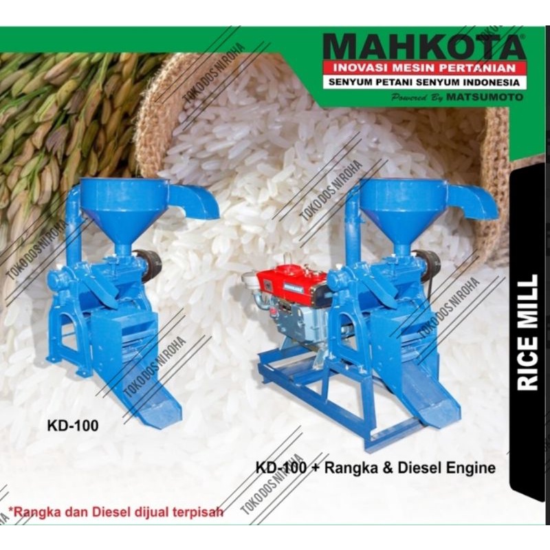 Mesin Giling Padi KD-100 Tanpa Mesin Komplit Rangka
