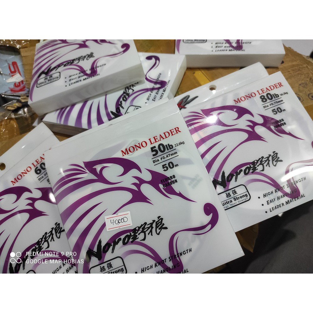 senar pancing mono leader noro 20lb. 50lb. 30lb. 40lb