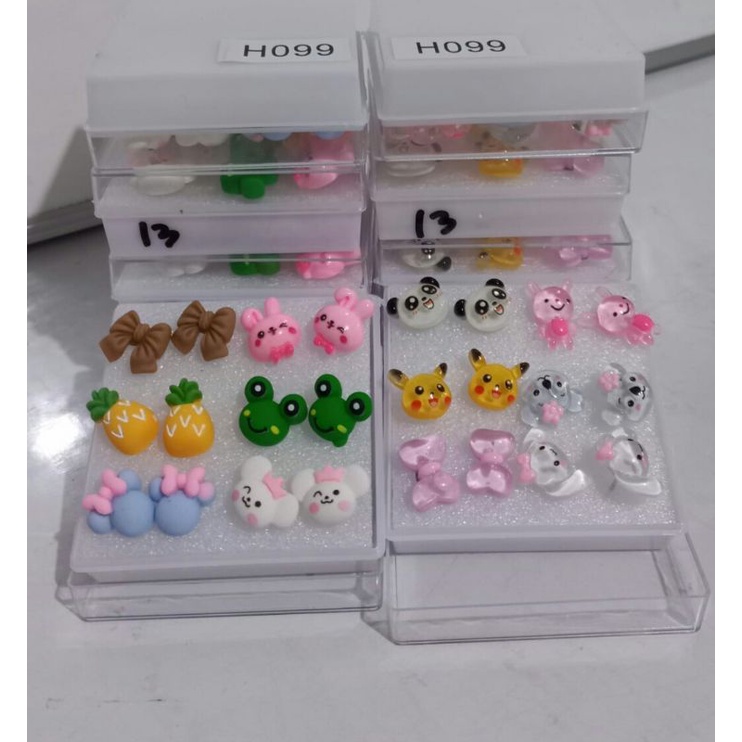 Anting Karaktet Lucu|Anting Kemasan Box|Giwang Motif Karakter|Giwang BTS