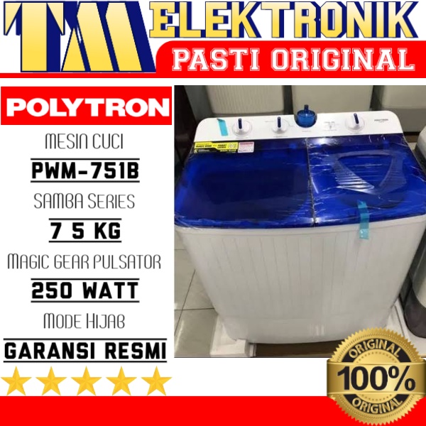 MESIN CUCI POLYTRON PWM 751 / Mesin Cuci 2 Tabung Kapasitas 7,5Kg