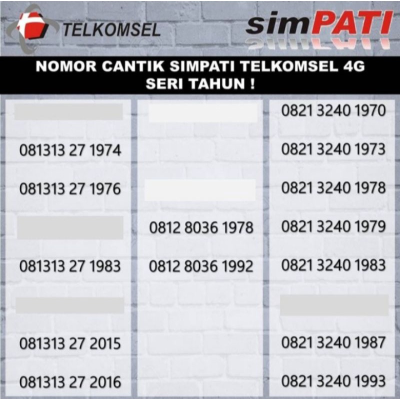 Nomer Cantik Kartu Perdana Simpati Telkomsel 4G Seri Tahun Kelahiran / Nomor Cantik Simpati / Kartu 