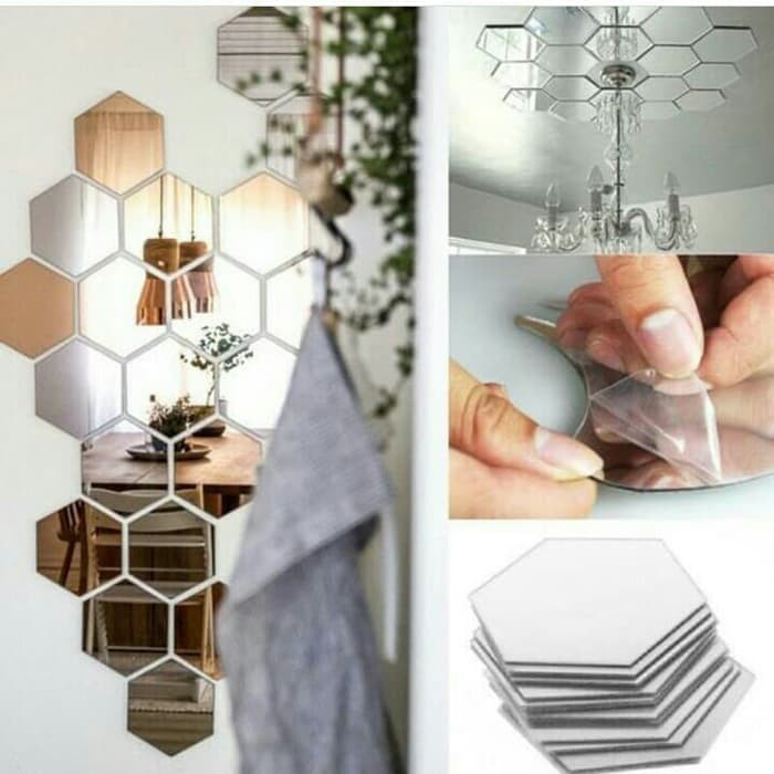  HIASAN  DINDING AKRILIK  HEXAGON ISI 7 PCS BEST QUALITY 