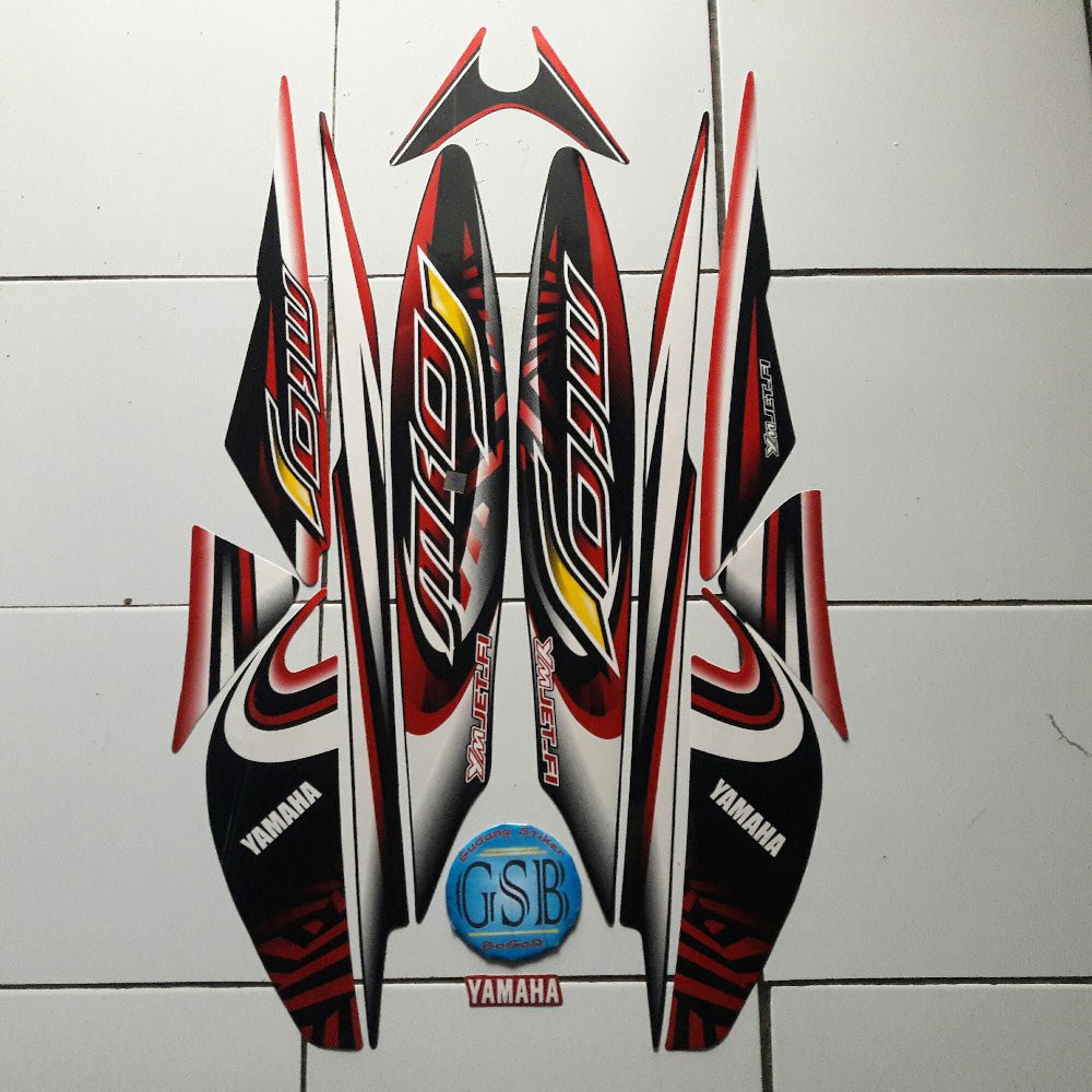 Variasi Stiker Lis Motor Yamaha Mio J 2013 Hitam Merah Shopee