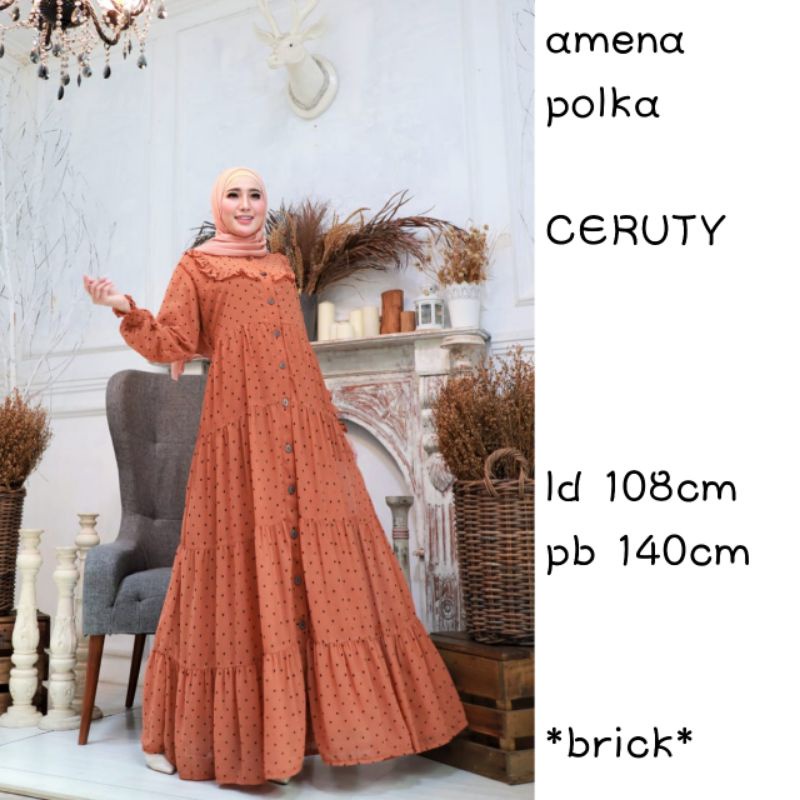 Gamis CERUTY AMENA POLKA muslimah dress GLAMZ
