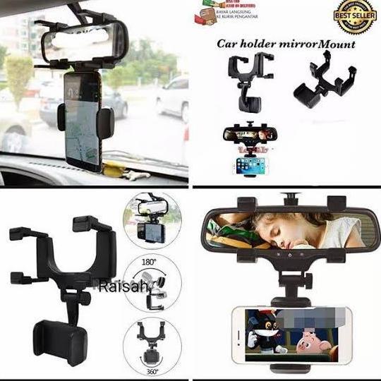 Car Holder GPS Tempat hp Mobil Jepit Kaca Tengah Spion Phone Bracket