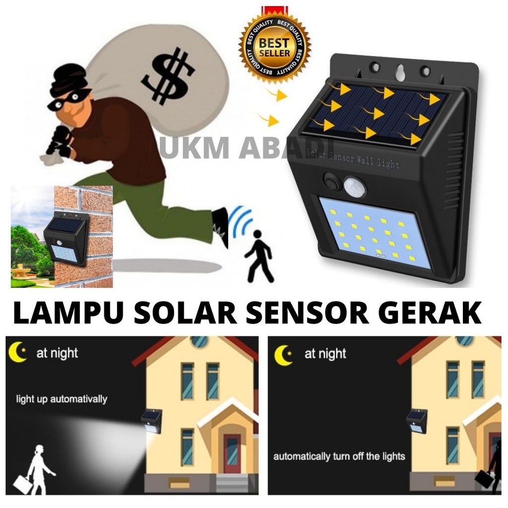 Alarm Lampu Solar Sel Tenaga Matahari Sensor Gerak Weatherproff 111107