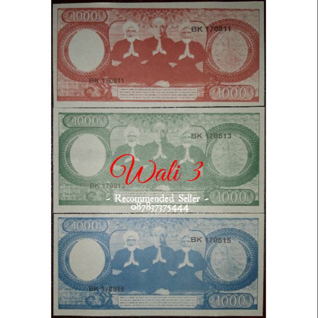 Uang souvenir 1000 sukarno gulung melengkung gambar wali 3