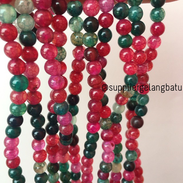 natural 6mm rainbow colour onyx ready stock pancawarna kilap serat beads supplier aksesoris craft