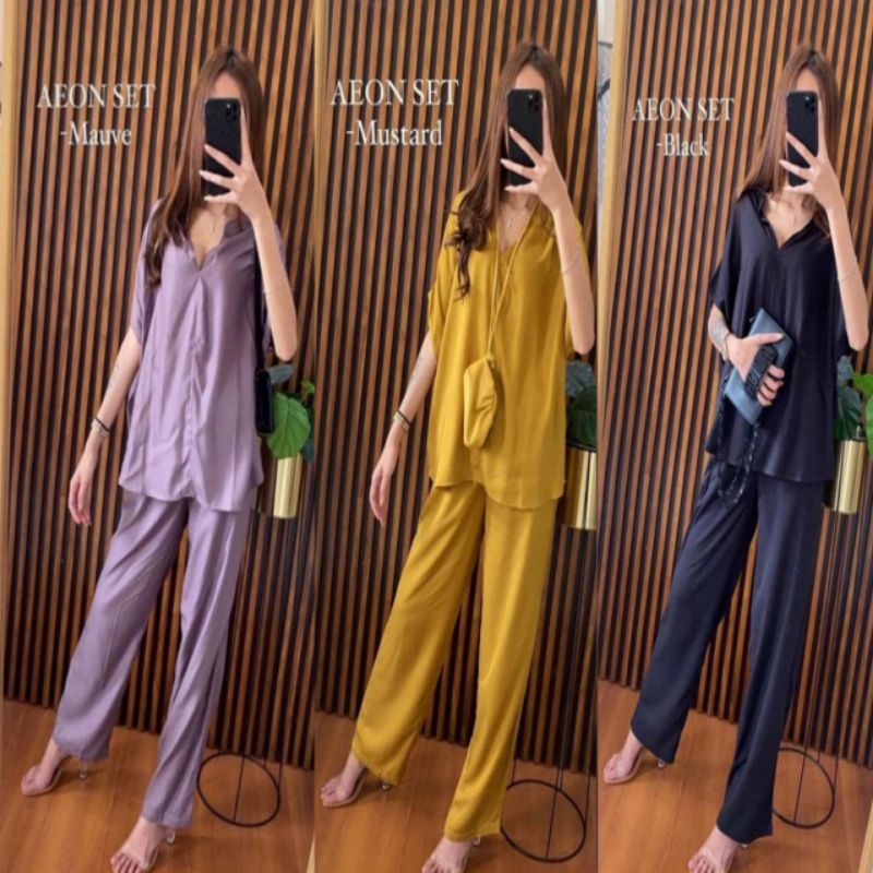 AEON ONE SET Rayon Polos Lengan Pendek Busui All Size LD 140