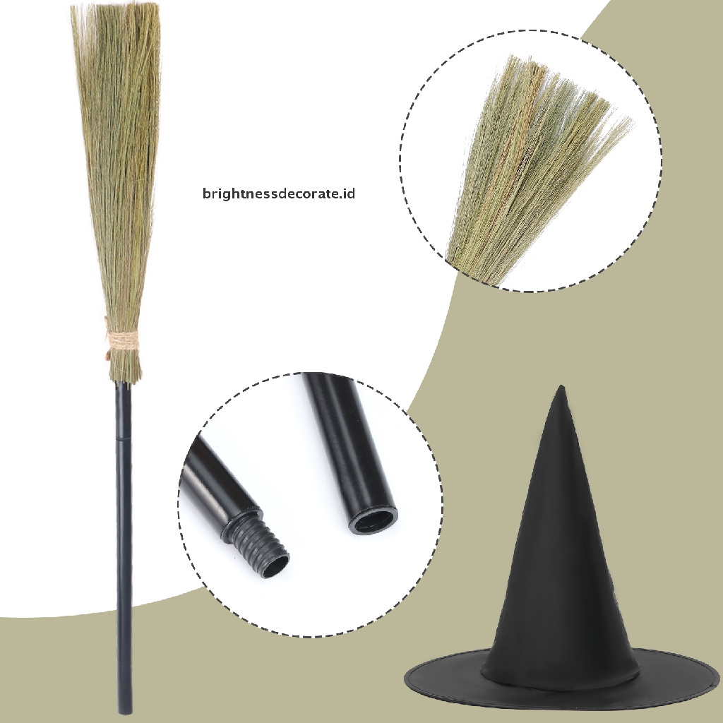 [birth] Halloween Witch Broom Plastic Witch Broomstick Broom Props Witch Broom [ID]