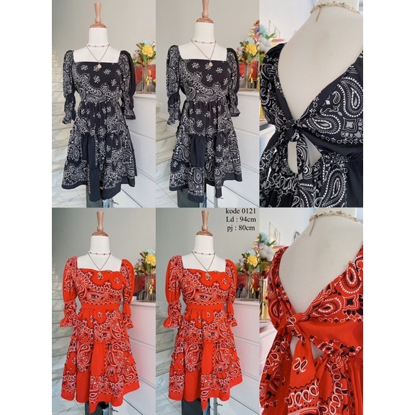 dress momo import,dress wanita import motif corak batik.mini dress korean  import murah