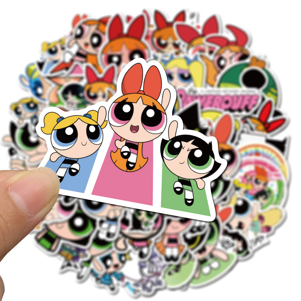 74 Powerpuff Girls Graffiti Stickers Luggage Laptop Skateboard Guitar Decoration Stickers