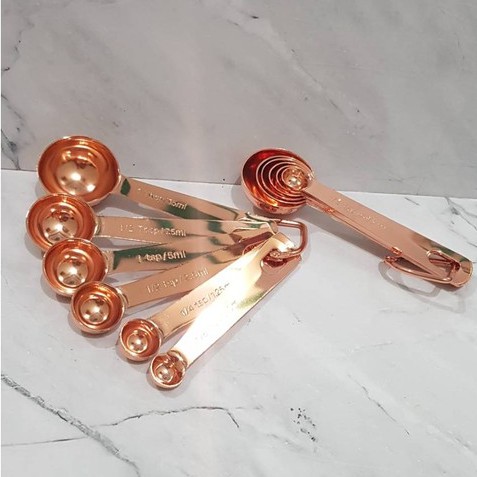 sendok takar stainless full rosegold ukuran ml dan gr measuring spoon