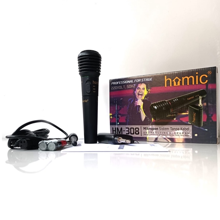 MICROPHONE SINGLE WIRELESS/KABEL HOMIC HM-298 MICROPHONE KARAOKE KUALITAS TERBAIK