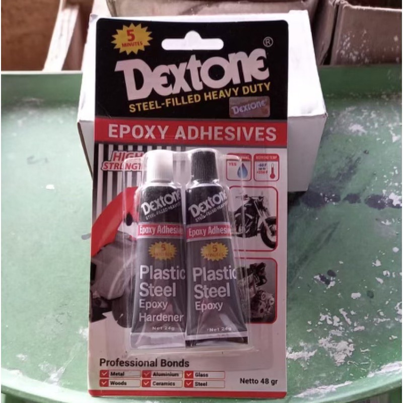 

Dextone Steel-Filled Heavy Duty Epoxy Adhesives 5 minutes // Lem Campur Dextone