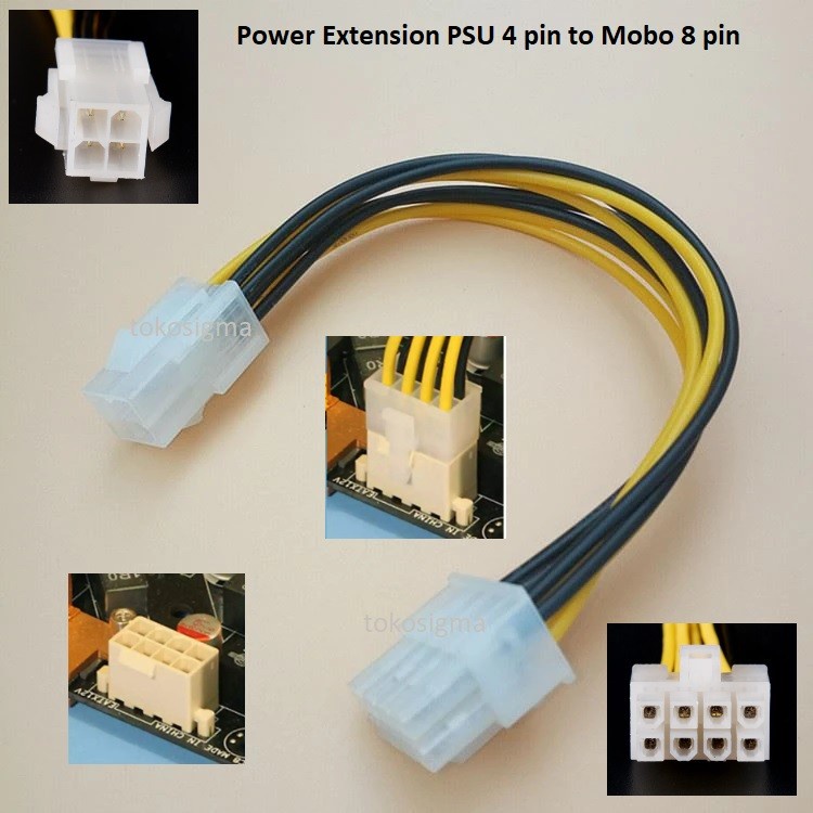 Kabel Power Extension EPS ATX CPU PSU 12V 4 Pin F to Mainboard 8 Pin M