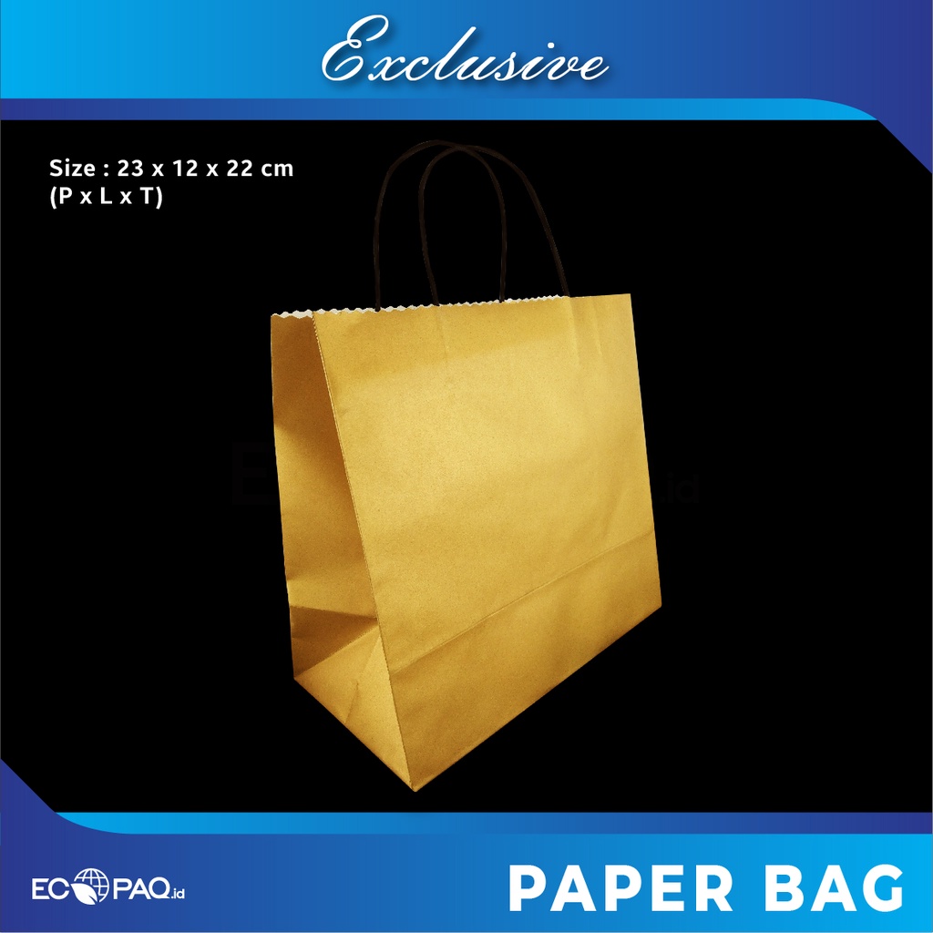

Paper Bag Polos - Paper Bag 23x12x22 cm - GOLD - EMAS (20 pcs)