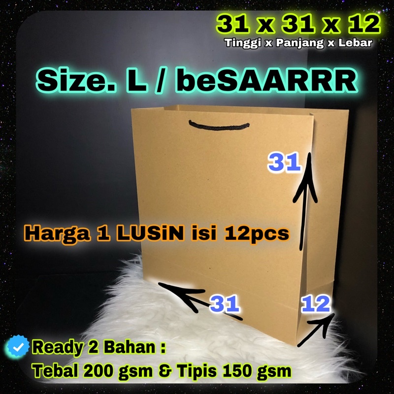 

paper bag coklat - tas kertas - kantong murah - paperbag Besar (Size. L)