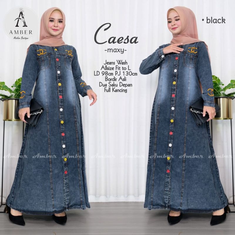 TERBARU GAMIS JEANS WASH LD.98 PB.130 FULL KANCING CAESA, by AMBER