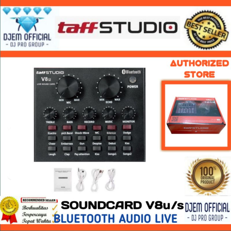 taffSTUDIO Soundcard V8u / V8s Bluetooth Audio USB External Live Sound Card taff STUDIO Soundcard V8
