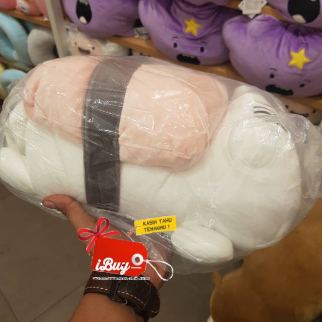 Miniso Cute Smiley Sushi Cat Boneka White Pink