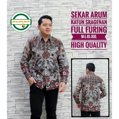 Batik Pria Sekar Arum Lapis Furing Katun Halus Sragenan Size M-xxl Asli Solo High Quality