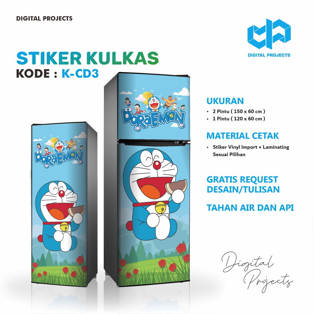  Stiker  Kulkas  Karakter Doraemon  1 Pintu Dan Kulkas  2 Pintu 