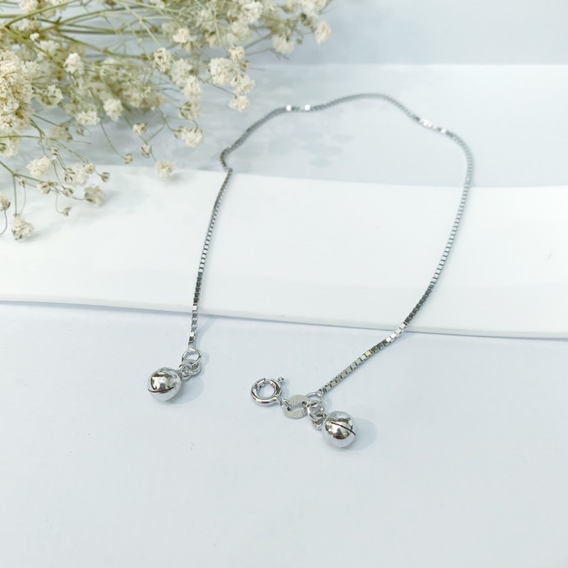 Gelang kaki silver perak asli 925 lapis emas putih