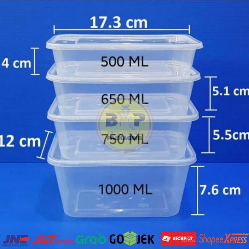 thinwall 1000ml persegi panjang, Mika Box 1000ml Kotak bekal makanan