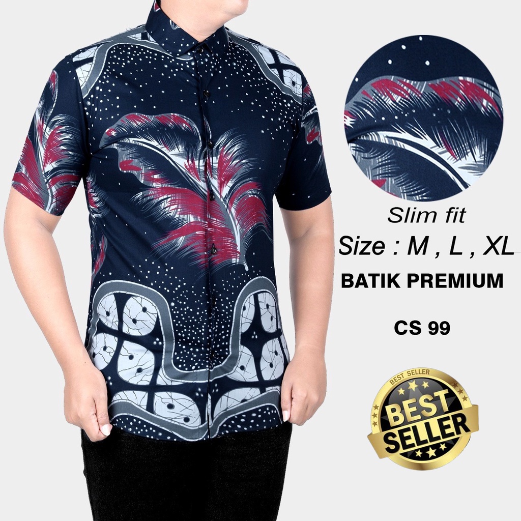 KEMEJA BATIK PRIA SLIM FIT MODERN MEWAH LENGAN PENDEK SLIMFIT CS 99