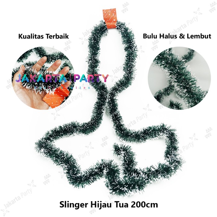 Slinger Natal Hijau Salju Kecil / Slinger Pohon Natal / Dekorasi Natal