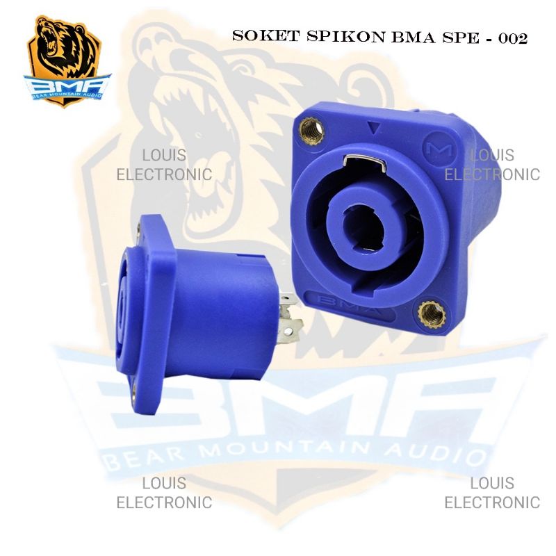 Soket Socket Speakon Spikon BMA Biru ORIGINAL