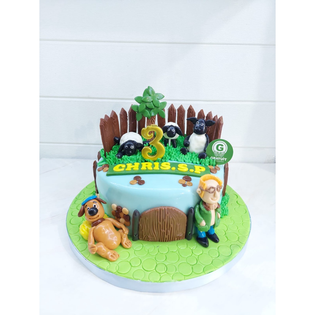 

shaun the sheep birthday cake uk 20cm / KUE ULANG TAHUN
