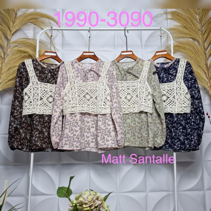 Atasan rompi motif Bunga/atasan rompi Rajut