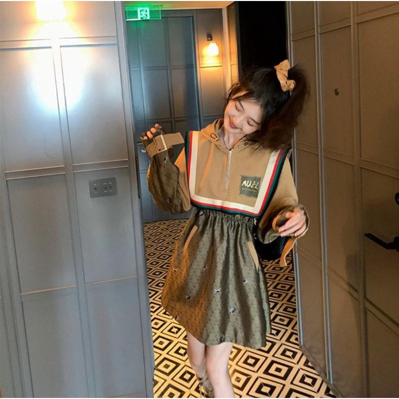 DRESS//TUNIK GREEN MUZL HODIE TALI PINGGANG SERUT PREMIUM