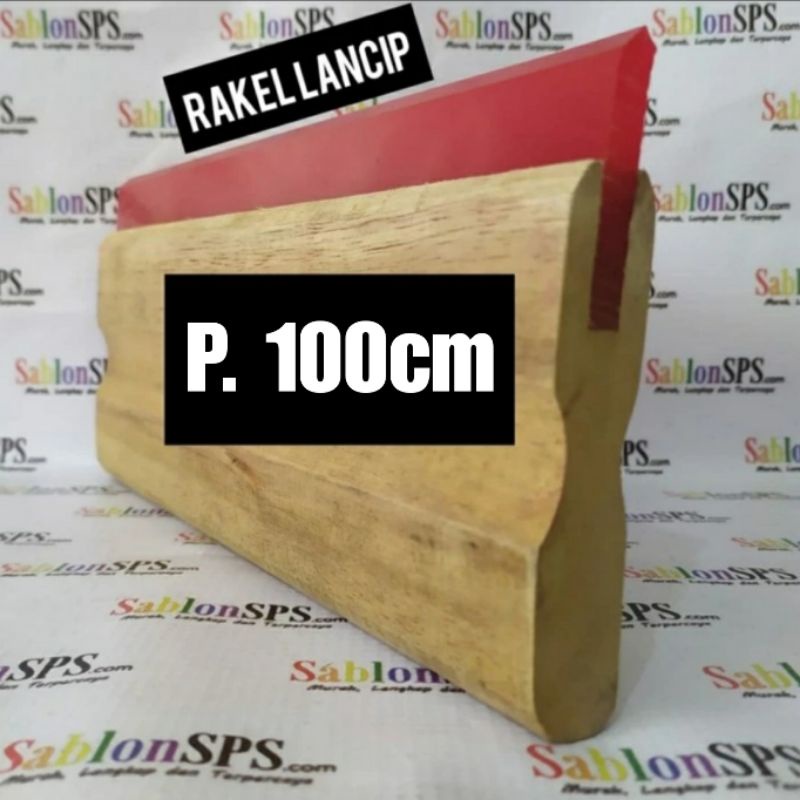 RAKEL SABLON MERAH LANCIP BESAR 7X50MM SET GAGANG KAYU 100CM