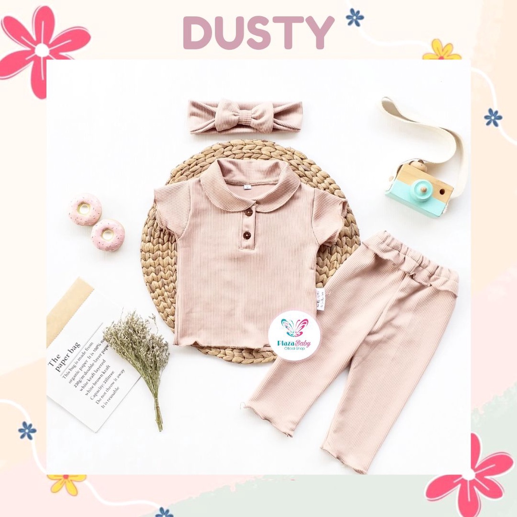 Plazababyku BBB ENZY setelan anak perempuan jumper bayi polos lucu free headband