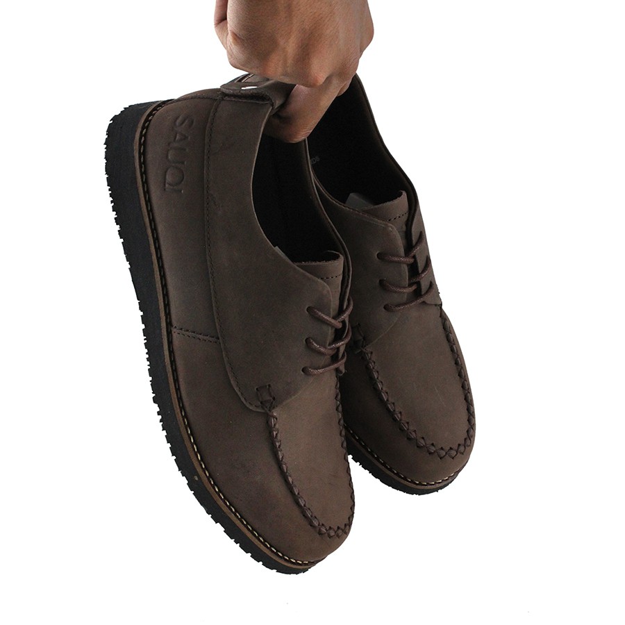 Sauqi Flux Coklat Sepatu Pria Sneakers Loafers Formal Sepatu Kulit