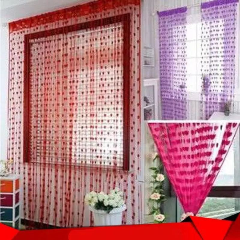 tirai benang love pink fanta