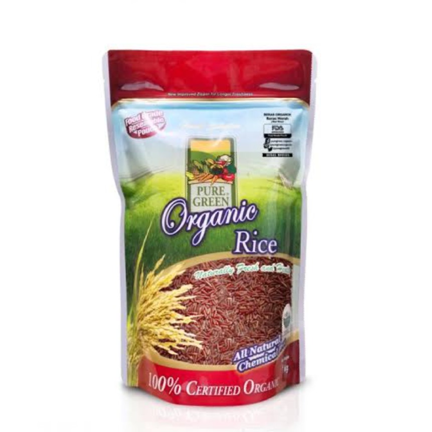 Pure green organic rice putih merah 1kg